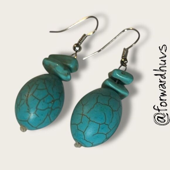 Bundle Sale 3 for $15 | Faux Turquoise and Metal Dangle Earrings - Picture 1 of 7